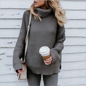 Michael Kors Derby Turtle Neck Long Gray Sweater.